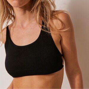 NWOT Intimately Free People Black Ribbed Strappy Back Bralette Size M/L